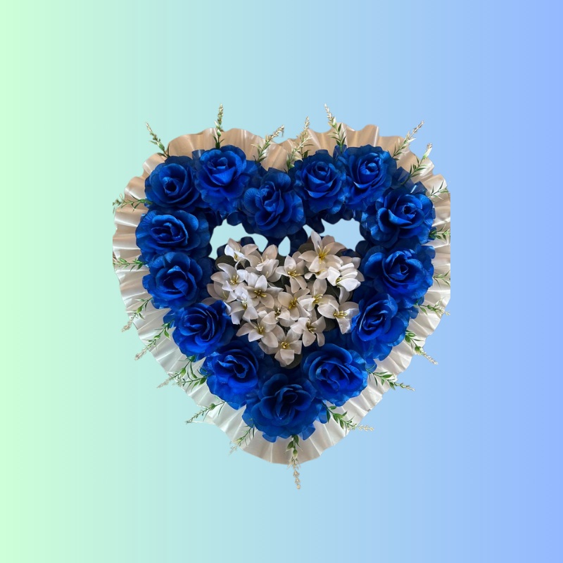 Blue & White Eternal Heart Wreath