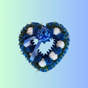 Blue & White Heart Sympathy Wreath