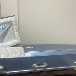 Heavenly Horizon Coffin – A Serene Tribute in Soft Blue